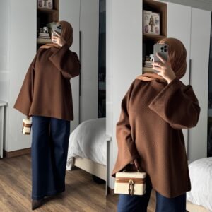 Pull oversize marron